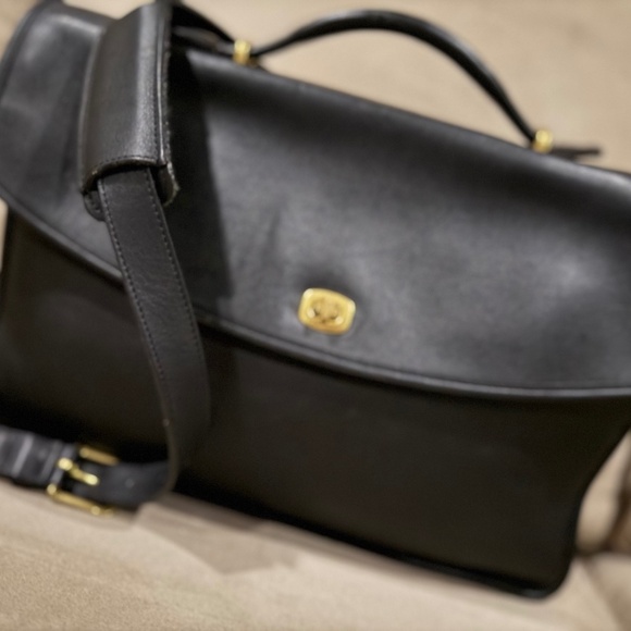 Vintage COACH Black Leather Lexington Briefcase - Picture 1 of 10
